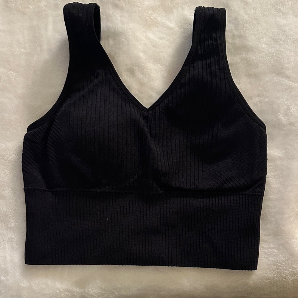 Elegant Black Ribbed Tank Top